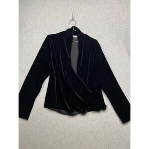 Vintage Caroline Rose Faux Warp Velvet Blouse Velour Ruched Holiday Chic Simple